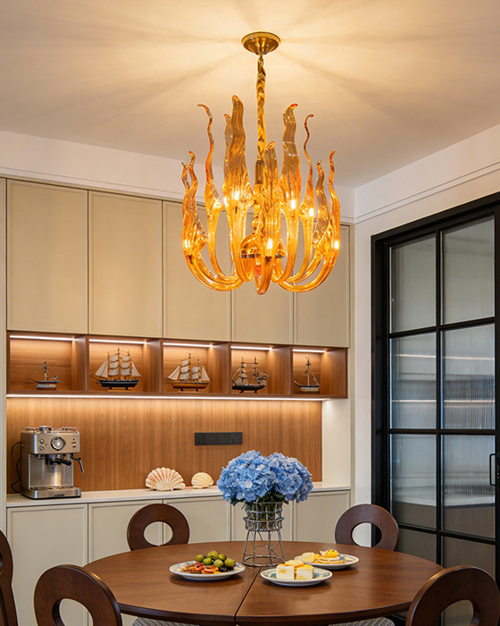 Blown Art Glass Chandelier