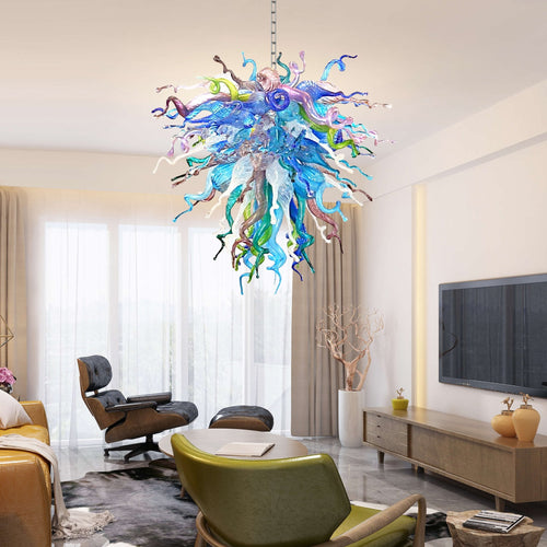 Celestial Aurora Chihuly-Style Blown Glass Art Chandelier Colorful Tentacle Glass Pendant Lamp Murano Hanging Sculpture Light