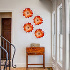 Red Blown Glass Wall Flower Sculpture Handmade Glass Wall Art Luxury Floral Wall Installation