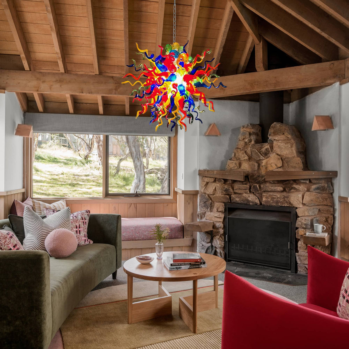 Colorburst Kaleidoscope Hand-Blown Glass Art Chandelier Chihuly-Style Glass Sculpture Pendant Light