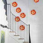 Red Blown Glass Wall Flower Sculpture Handmade Glass Wall Art Luxury Floral Wall Installation