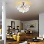 Modern Bubble Cluster Semi Flush Mount Glass Chandelier Blown Glass Ceiling Light Fixture for Living Room and Bedroom