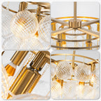 Modern Talia Cloud Bubble Chandelier Hand-Blown Clear Ribbed Glass Globe Cluster Pendant Light