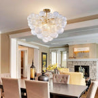 Talia Style Ribbed Glass Cloud Bubble Ceiling Fixture Modern Semi Flush Mount Ceiling Light For Living Dining