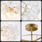 Talia Style Ribbed Glass Cloud Bubble Ceiling Fixture Modern Semi Flush Mount Ceiling Light For Living Dining