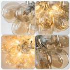 Modern Semi Flush Blown Glass Chandelier Amber Bubble Cluster Ceiling Light For Living Room Bedroom