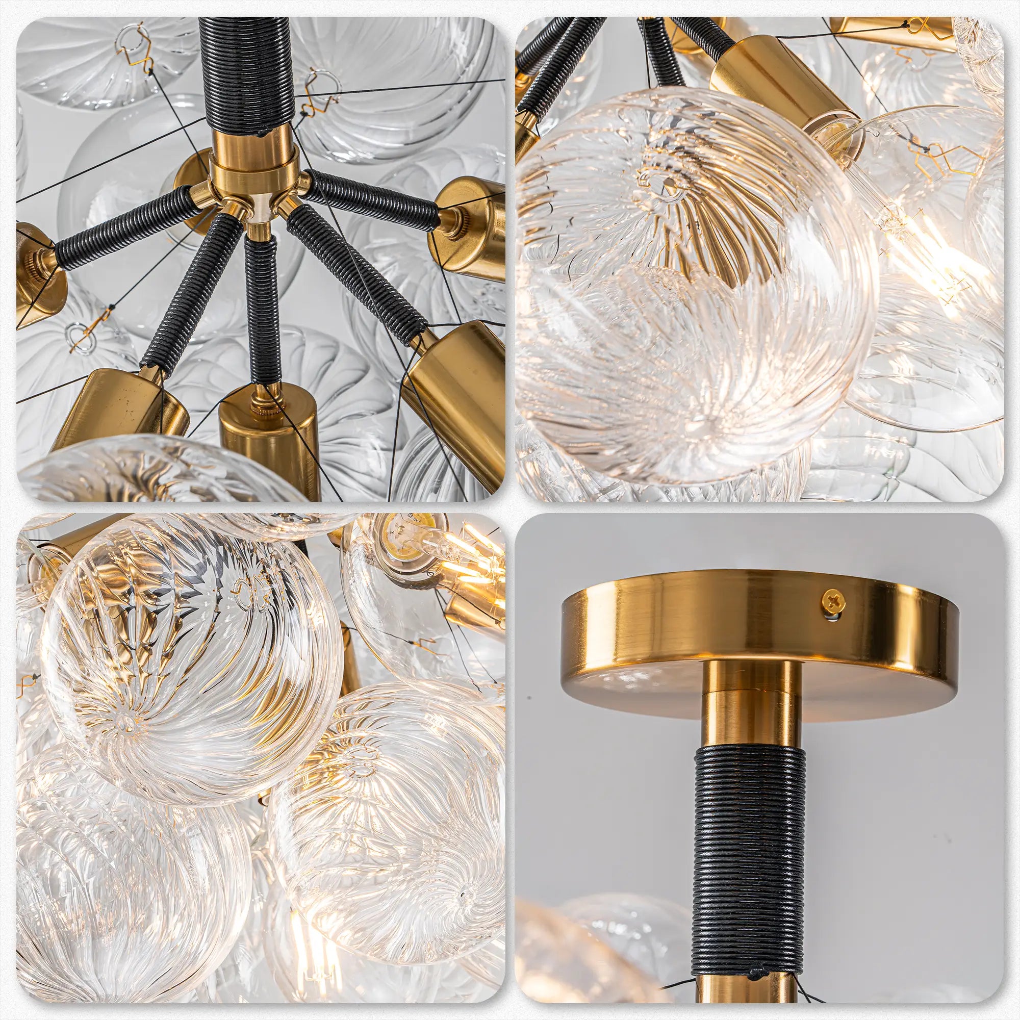 Modern Bubble Cluster Semi Flush Mount Glass Chandelier Blown Glass Ceiling Light Fixture for Living Room and Bedroom