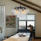 Modern Talia Cloud Bubble Chandelier Hand-Blown Clear Ribbed Glass Globe Cluster Pendant Light