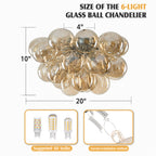 Modern Semi Flush Blown Glass Chandelier Amber Bubble Cluster Ceiling Light For Living Room Bedroom