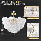 Talia Style Ribbed Glass Cloud Bubble Ceiling Fixture Modern Semi Flush Mount Ceiling Light For Living Dining