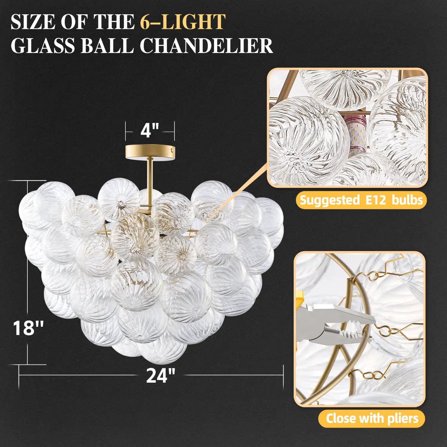 Talia Style Ribbed Glass Cloud Bubble Ceiling Fixture Modern Semi Flush Mount Ceiling Light For Living Dining