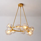 Modern Bubble Glass Round Chandelier Contemporary Globe Pendant Light Fixture For Dining Living Bedrooms