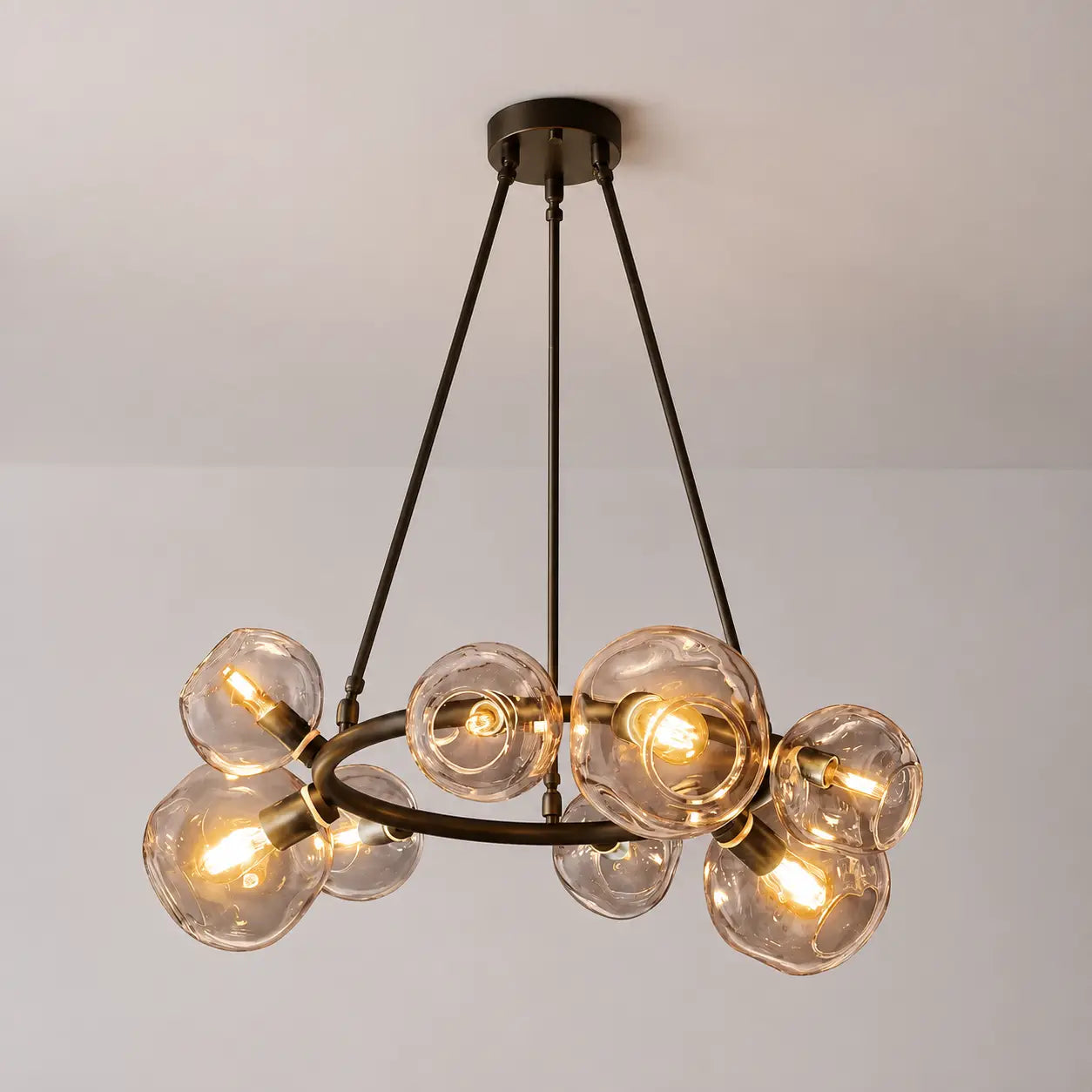 Modern Bubble Glass Round Chandelier Contemporary Globe Pendant Light Fixture For Dining Living Bedrooms