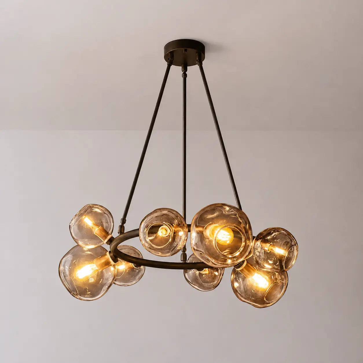 Modern Bubble Glass Round Chandelier Contemporary Globe Pendant Light Fixture For Dining Living Bedrooms
