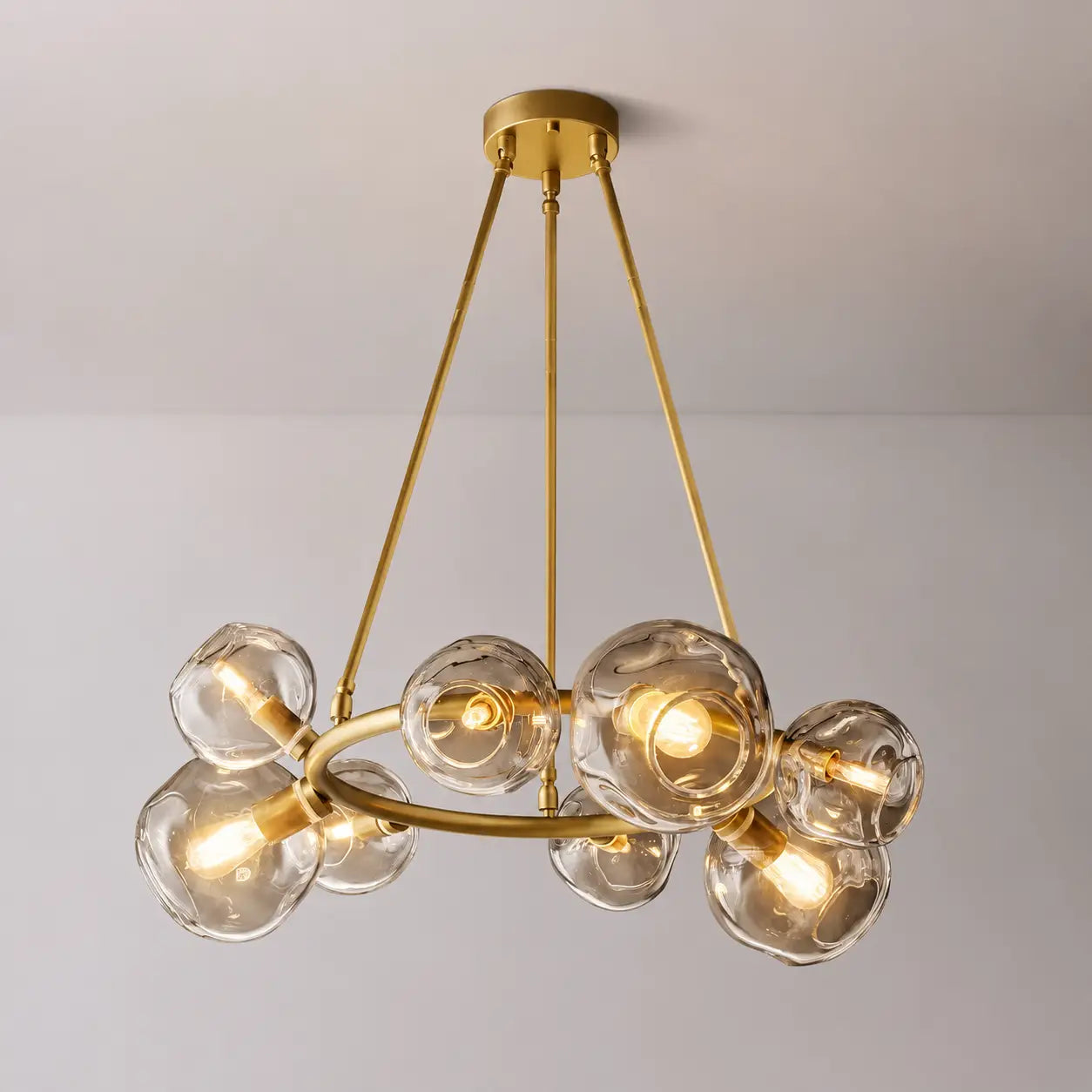 Modern Bubble Glass Round Chandelier Contemporary Globe Pendant Light Fixture For Dining Living Bedrooms