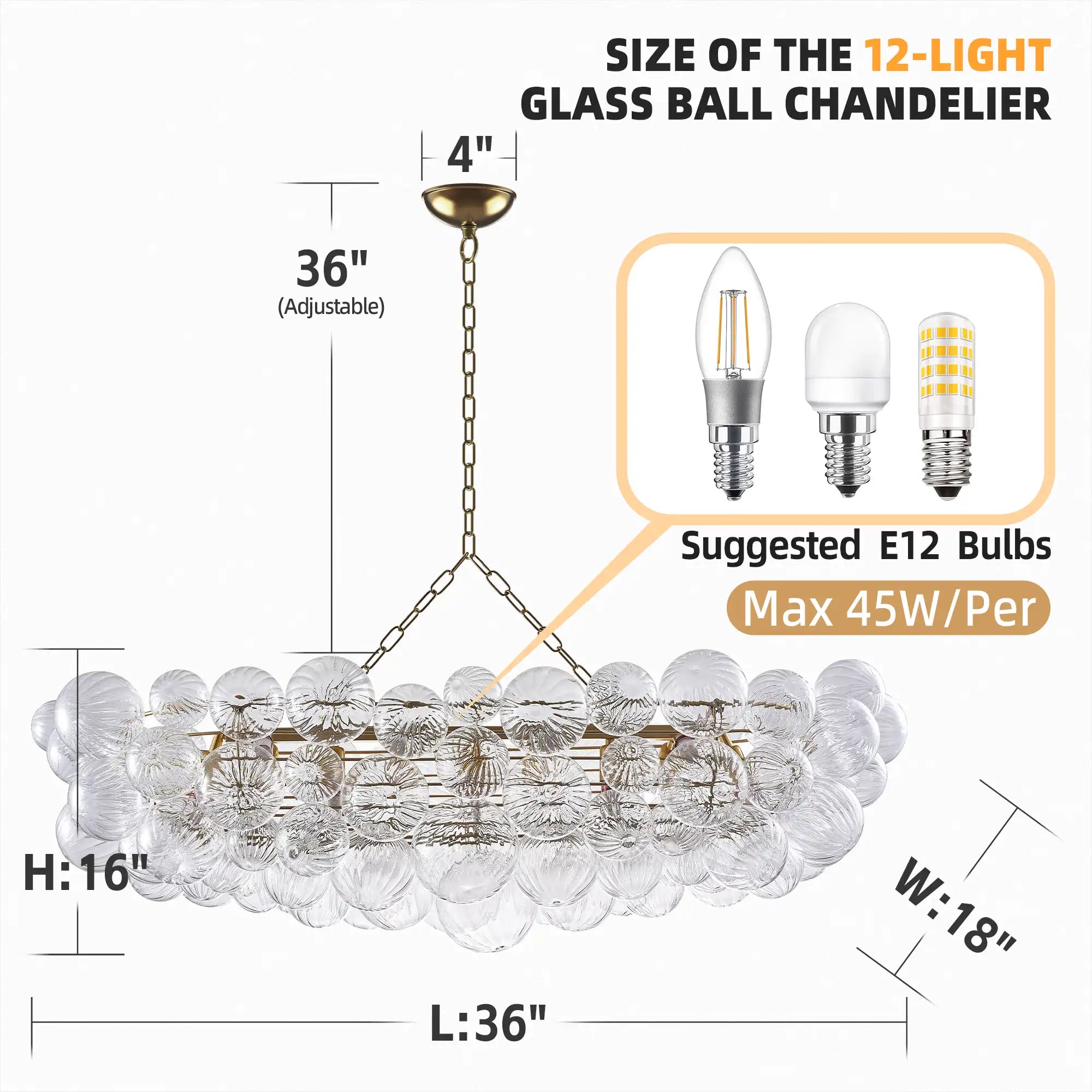 Rectangular Bubbles Chandelier Rectangular  Talia Style Glass Pendant Light Fixture Modern For Kitchen Island