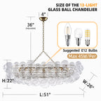 Rectangular Bubbles Chandelier Rectangular  Talia Style Glass Pendant Light Fixture Modern For Kitchen Island