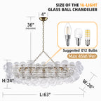 Rectangular Bubbles Chandelier Rectangular  Talia Style Glass Pendant Light Fixture Modern For Kitchen Island
