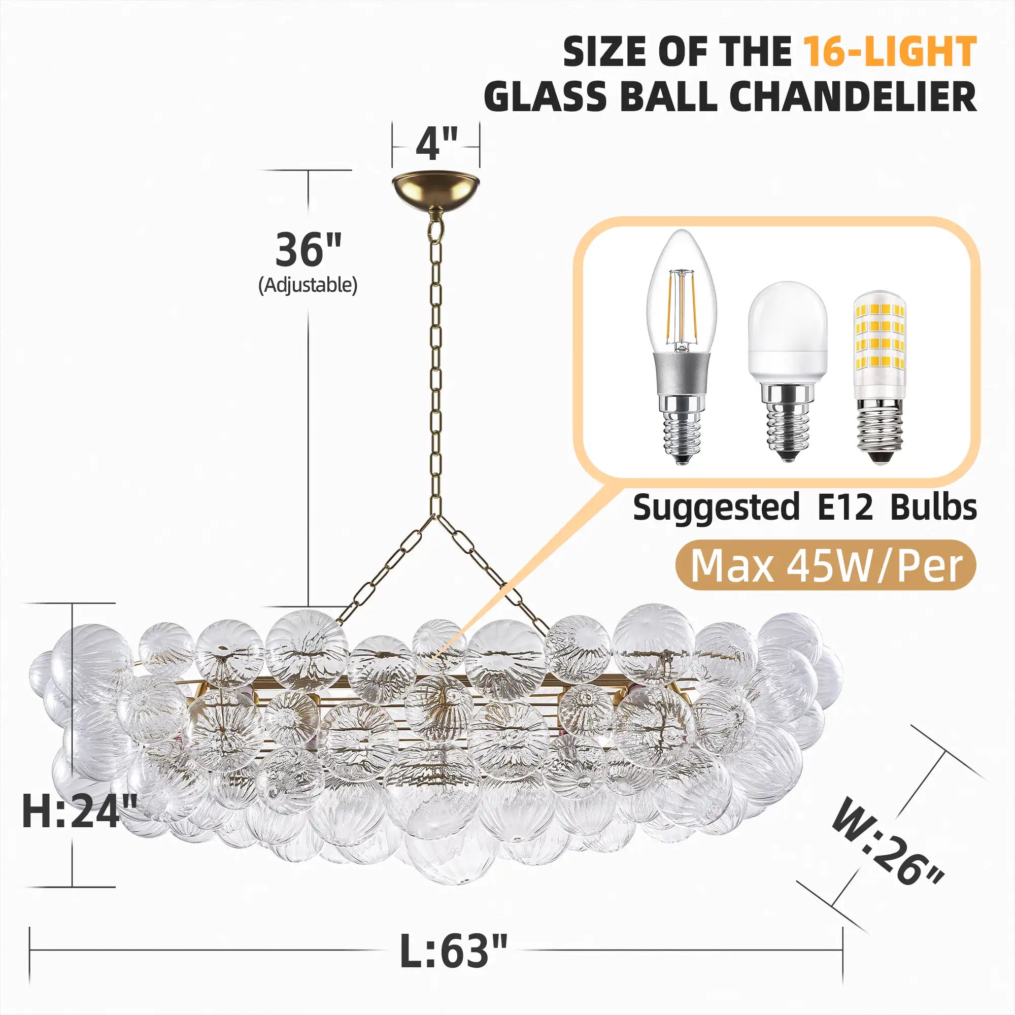 Rectangular Bubbles Chandelier Rectangular  Talia Style Glass Pendant Light Fixture Modern For Kitchen Island