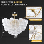 Talia Style Ribbed Glass Cloud Bubble Ceiling Fixture Modern Semi Flush Mount Ceiling Light For Living Dining