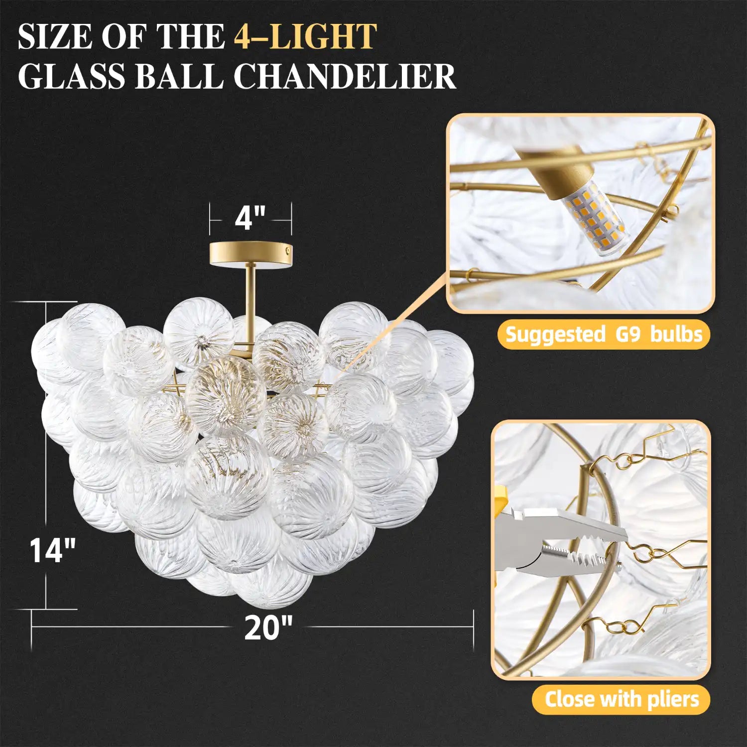 Talia Style Ribbed Glass Cloud Bubble Ceiling Fixture Modern Semi Flush Mount Ceiling Light For Living Dining