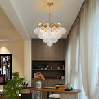Modern Talia Cloud Bubble Chandelier Hand-Blown Clear Ribbed Glass Globe Cluster Pendant Light