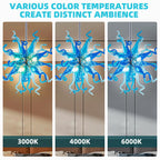 Hand Blown Blue Glass Chandelier Starburst Art Deco Sculptural Ceiling Light for Entryway Dining
