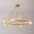 Modern Bubble Glass Round Chandelier Contemporary Globe Pendant Light Fixture For Dining Living Bedrooms