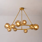 Modern Bubble Glass Round Chandelier Contemporary Globe Pendant Light Fixture For Dining Living Bedrooms
