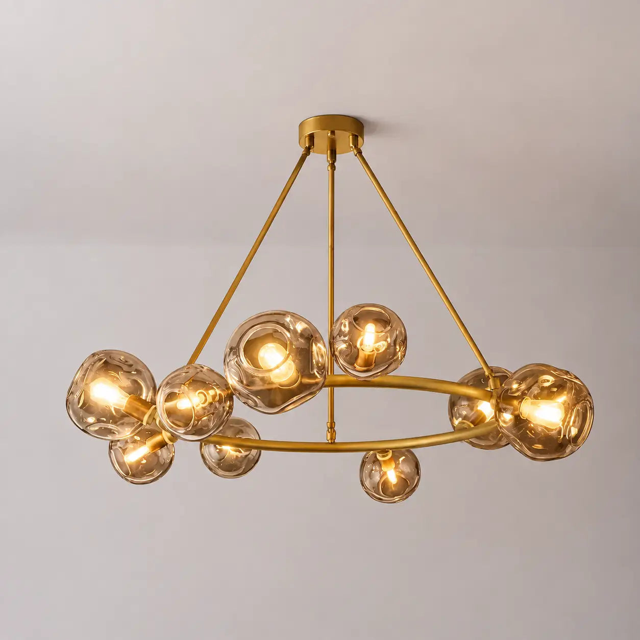 Modern Bubble Glass Round Chandelier Contemporary Globe Pendant Light Fixture For Dining Living Bedrooms