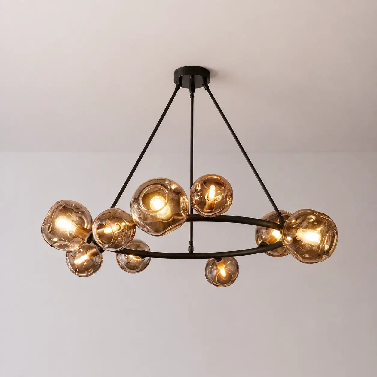 Modern Bubble Glass Round Chandelier Contemporary Globe Pendant Light Fixture For Dining Living Bedrooms