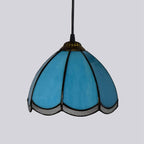 Antique Tiffany Style Stained Glass Pendant Light Blue Small Size Art Pendant Lamp