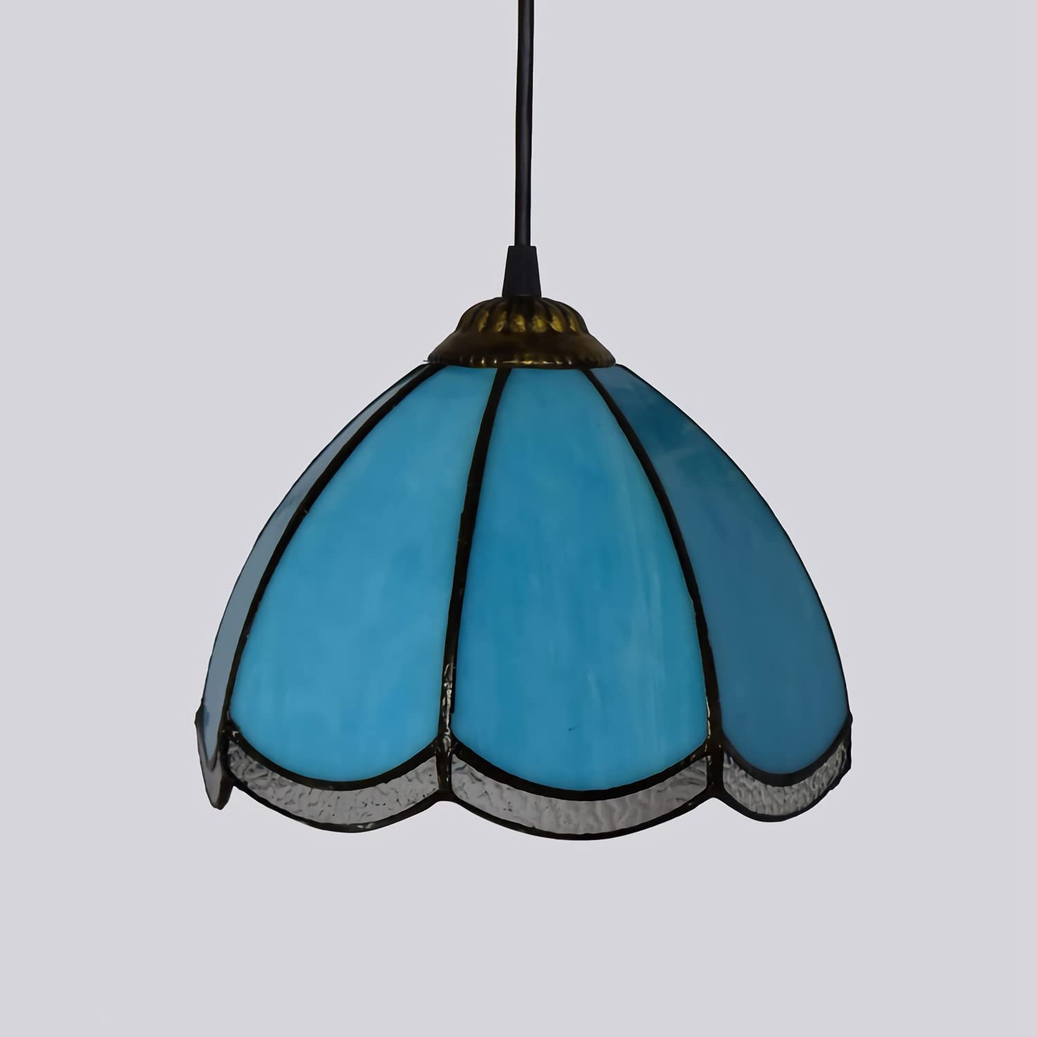 Antique Tiffany Style Stained Glass Pendant Light Blue Small Size Art Pendant Lamp