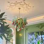 Marielle Murano-Style Green Glass Petal Chandelier Postmodern Multi-Layered Luxury Pendant Light