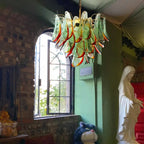 Marielle Murano-Style Green Glass Petal Chandelier Postmodern Multi-Layered Luxury Pendant Light