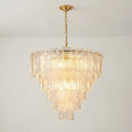 Modern Round Murano-Style Tiered Glass Chandelier Luxury Rectangular Clear Glass Slide Pendant Light