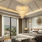 Modern Round Murano-Style Tiered Glass Chandelier Luxury Rectangular Clear Glass Slide Pendant Light