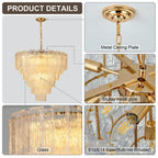 Modern Round Murano-Style Tiered Glass Chandelier Luxury Rectangular Clear Glass Slide Pendant Light