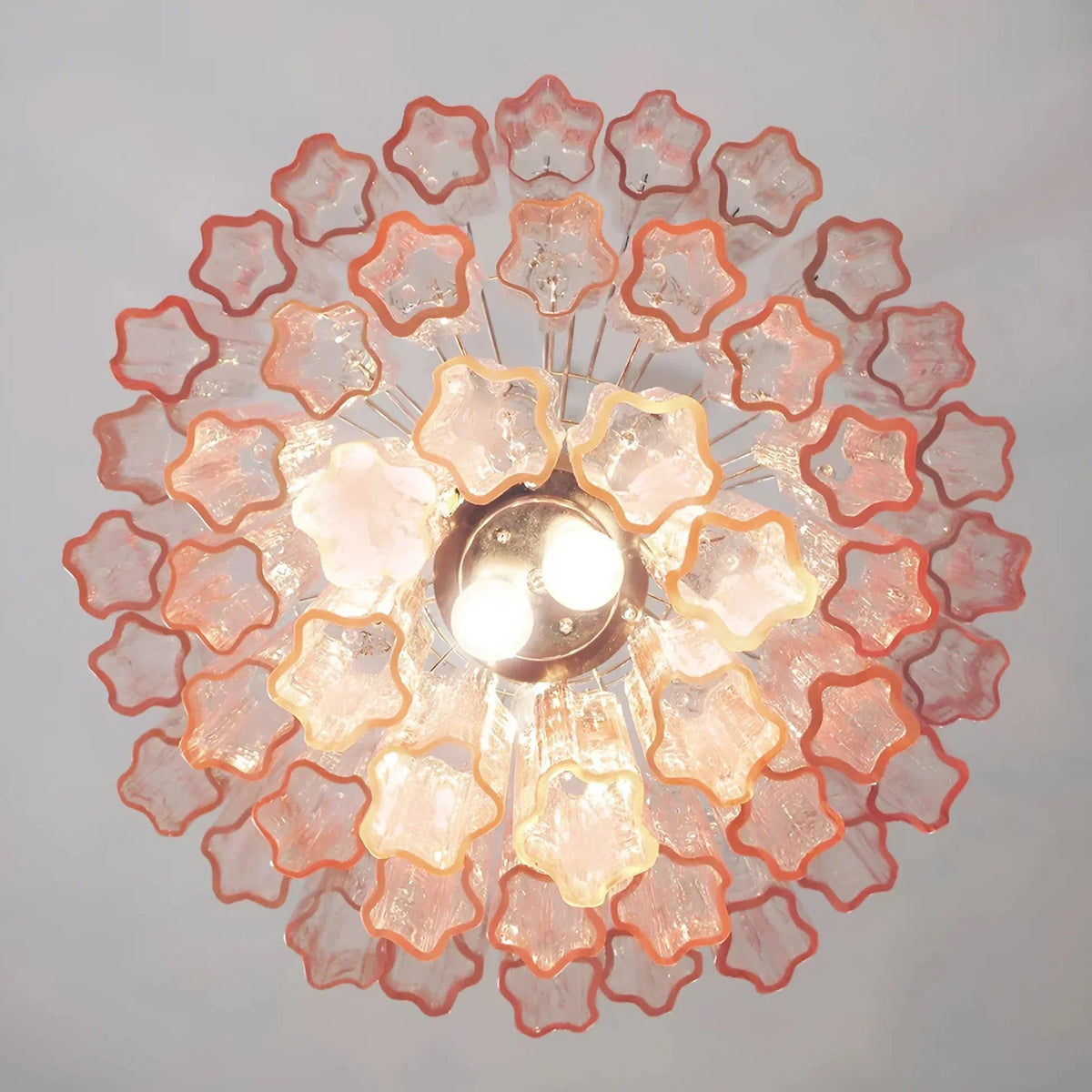 Madeleine Pink Murano-Style Tiered Glass Tube Chandelier Elegant Modern Luxury Pendant Light