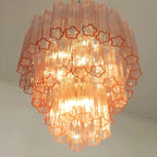 Madeleine Pink Murano-Style Tiered Glass Tube Chandelier Elegant Modern Luxury Pendant Light