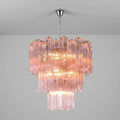 Madeleine Pink Murano-Style Tiered Glass Tube Chandelier Elegant Modern Luxury Pendant Light