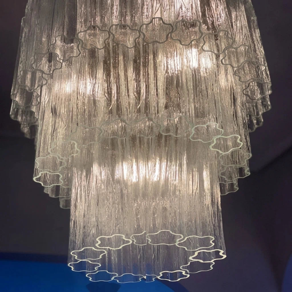 Madeleine Murano-Style Cascading Transparent Glass Tube Chandelier Modern Tiered Pendant Light