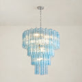 Madeleine Blue Murano-Style Cascading Glass Tube Chandelier Coastal Ocean Tiered Pendant Light