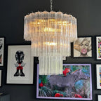 Madeleine Murano-Style Cascading Transparent Glass Tube Chandelier Modern Tiered Pendant Light