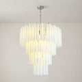 Madeleine Murano-Style White Cascading Glass Tube Chandelier Cloud-Inspired Tiered Pendant Light