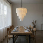 Madeleine Murano-Style White Cascading Glass Tube Chandelier Cloud-Inspired Tiered Pendant Light