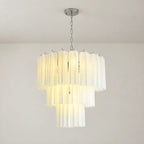 Madeleine Murano-Style White Cascading Glass Tube Chandelier Cloud-Inspired Tiered Pendant Light