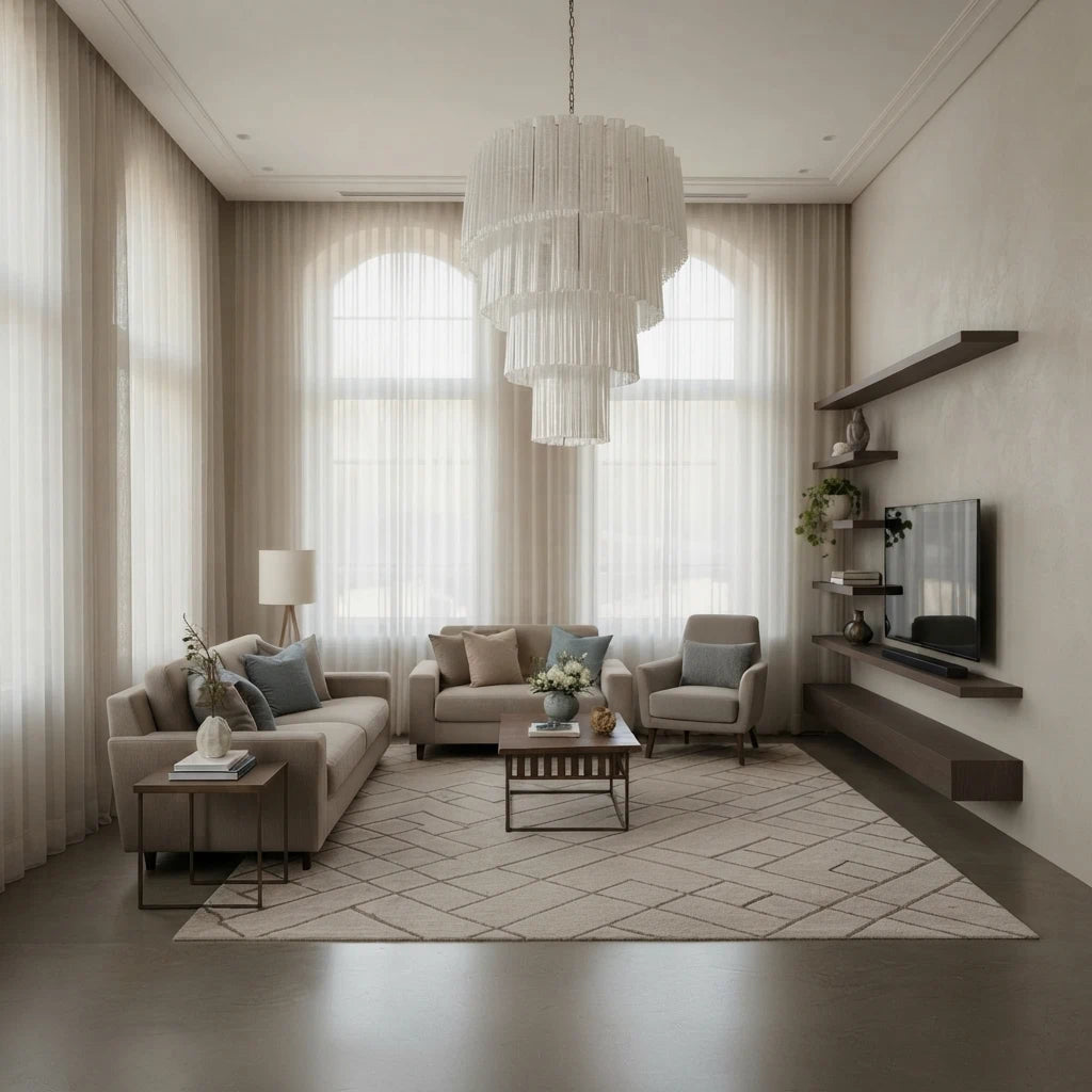 Madeleine Murano-Style White Cascading Glass Tube Chandelier Cloud-Inspired Tiered Pendant Light