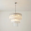 Madeleine Murano-Style Cascading Transparent Glass Tube Chandelier Modern Tiered Pendant Light