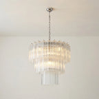 Madeleine Murano-Style Cascading Transparent Glass Tube Chandelier Modern Tiered Pendant Light